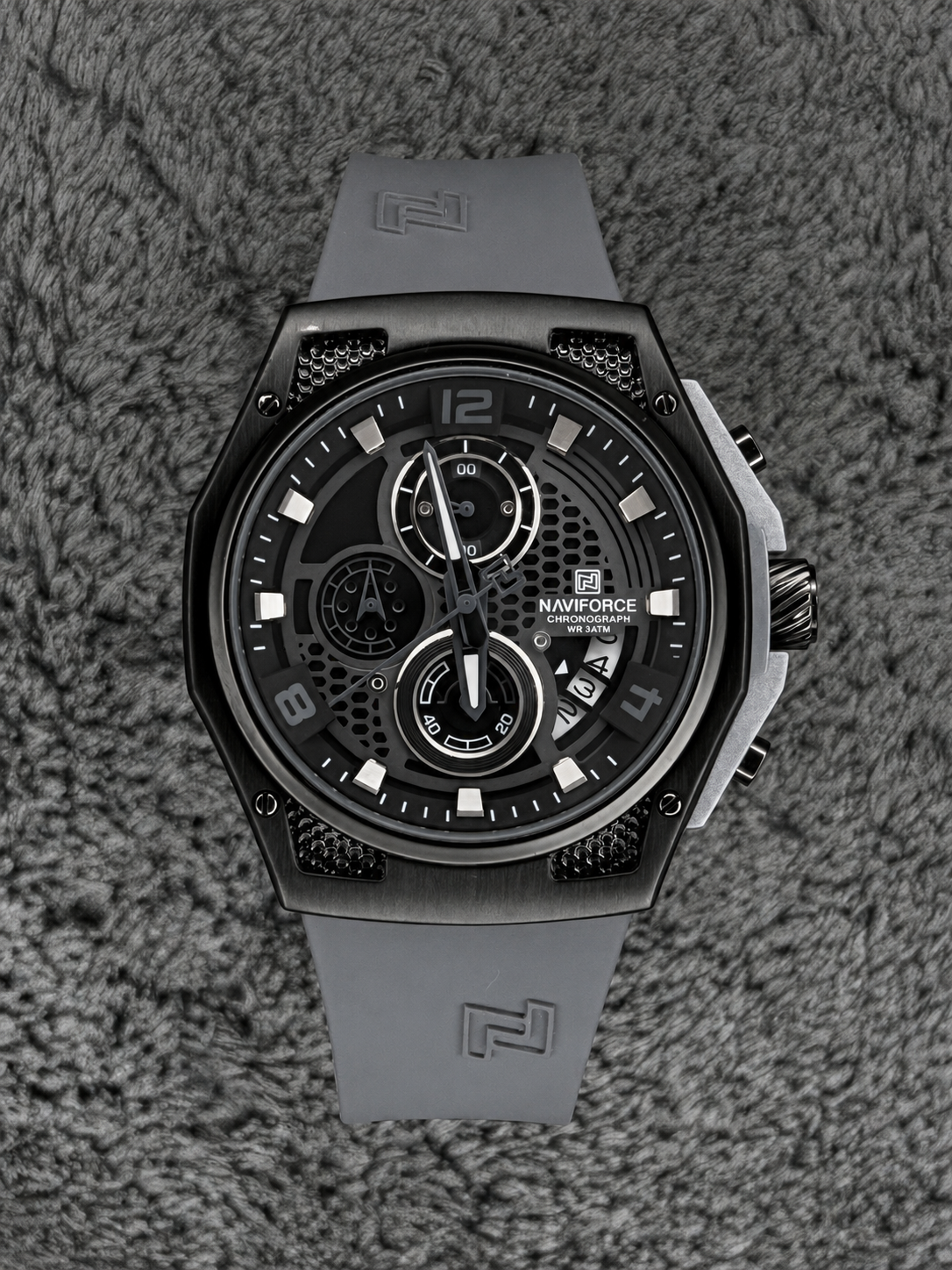 NAVIFORCE HONEYCOMB CHRONOGRAPH WATCH – GREY & BLACK