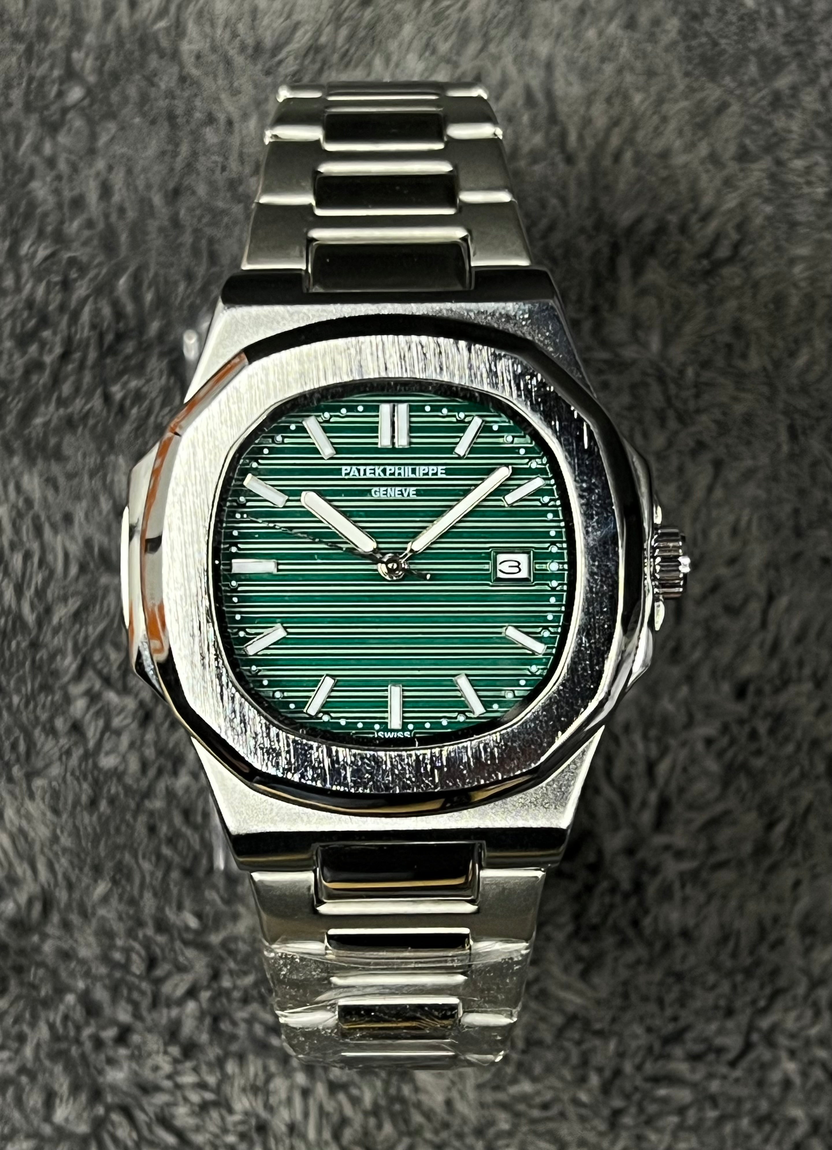 Patek Philip Luxury Watch – Silver Green