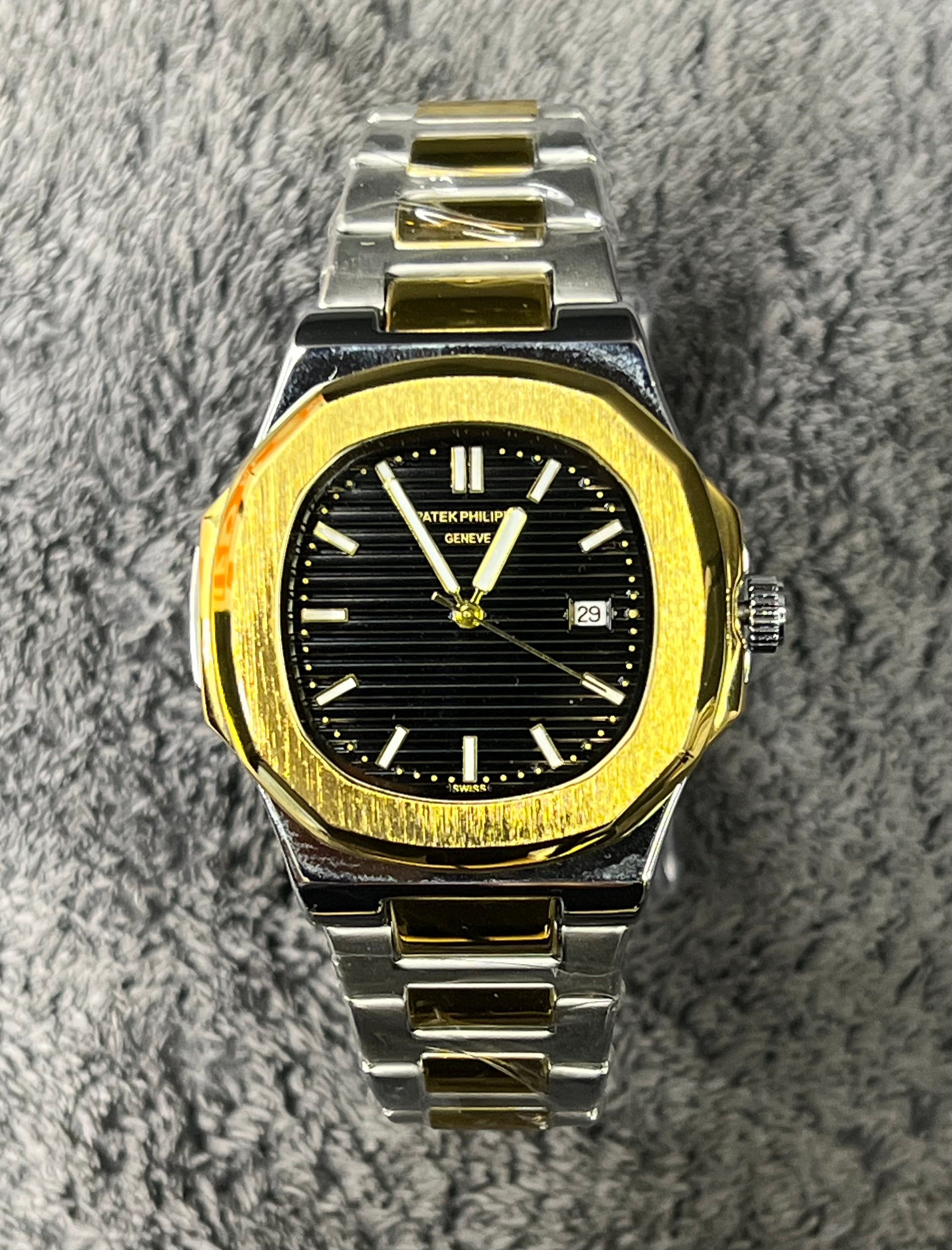 Patek Philip Luxury Watch – Gold-Silver with Black Dial