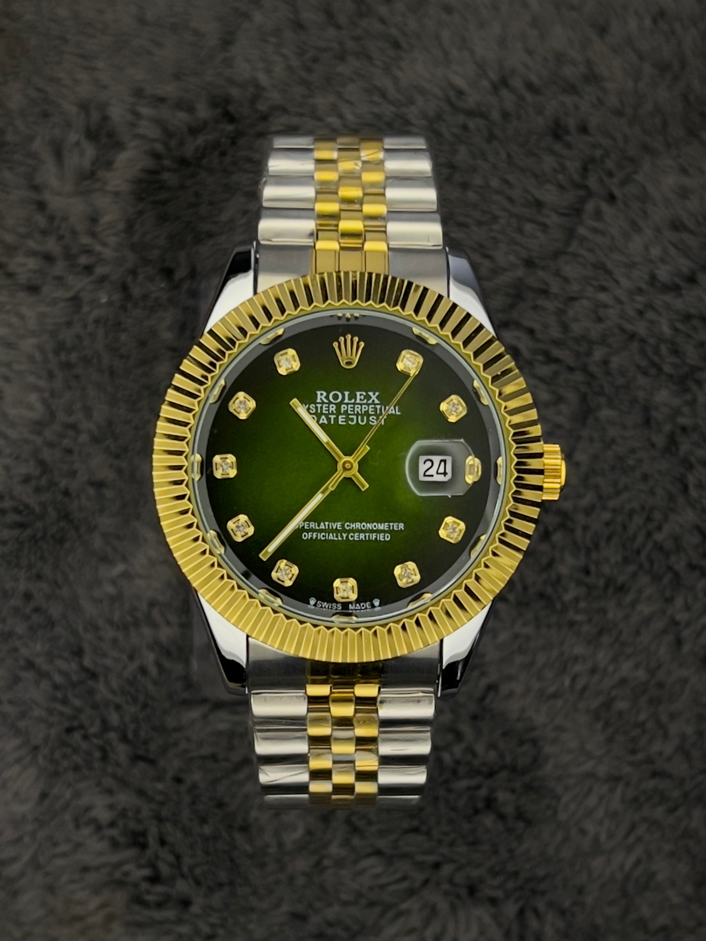 RLX DATEJUST MEN'S WATCH – TWO TONE GOLD & SILVER | GREEN DIAL
